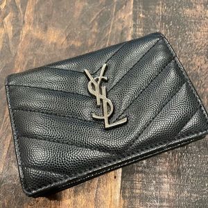 Yves Saint Laurent Monogram Grain de Poudre Flap Card Case wallet
